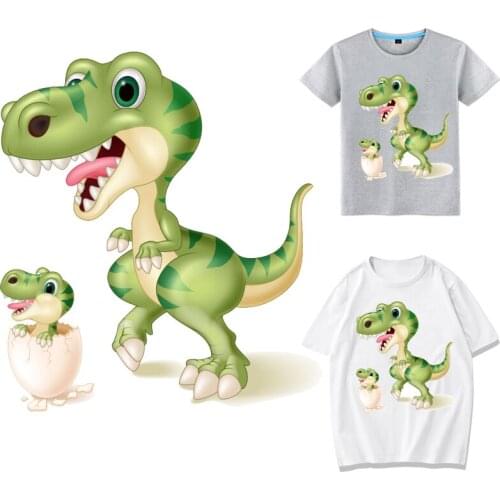 Dinosaur Stickers Iron-on Transfers for Clothing Thermoadhesive Patches for Jackets Applique Diy Pvc Patch Flex Fusible Transfer