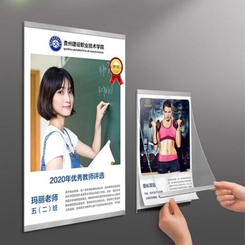 A4 Wall Mount Self-Adhesive Magnetic Acrylic Photo Picture Poster Sign Holder Certificate Display Frame Board