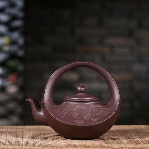Yixing authentic craftsmen undressed ore recommended the happiness lettering girder all hand hand pot of the teapot