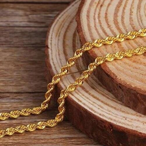 Real 18K Gold Rope Chain Necklace For Women 16" 18" 20'' 22''GUARANTEED 18KT PURE GOLD 2mm Link Necklace Spring Clasp Female