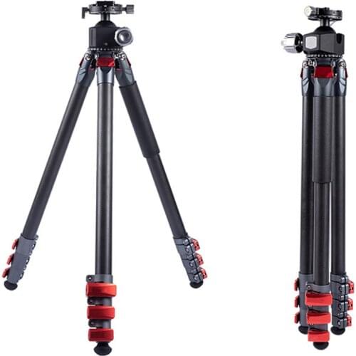 Professional Tripod Alloy Aluminum Carbon Fiber Video Tripod Head Camera Gimbal Quick Release Plate Travel for SONY CANON DSLR