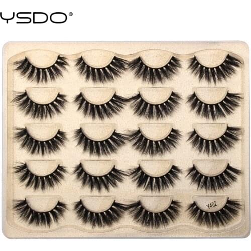 YSDO 5/10 Pairs 3D Mink Eyelashes Makeup Wispy 3D Mink Lashes Natural Long False Eyelashes Thick Fake Lashes Dramatic Eyelashes
