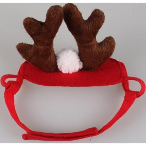 Christmas Reindeer Cat Hat Short Plush Cats Dogs Pets Accessories Holiday Dress Up Headress Funny Festival Decor Cute Ornament