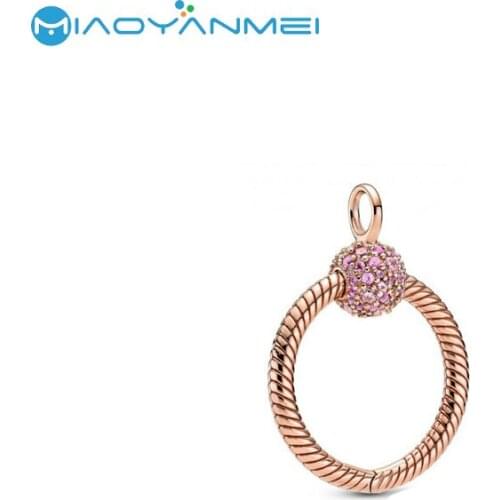 2020 Autumn New S925 Silver Rose Gold O-shaped Zircon Buckle Pendant Fit Original Pandora Necklace Women DIY Dangle Charm