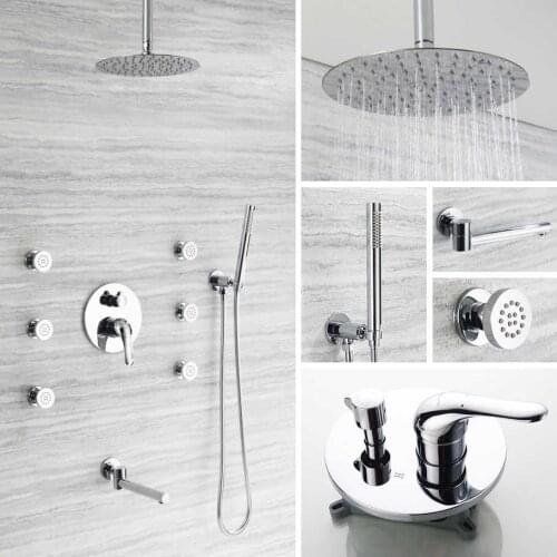 Mounting on the bathroom wall rain waterfall shower faucets together hidden shower system hot chrome and cold mixer tap