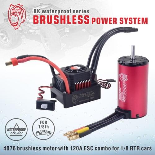 Surpass Hobby KK Waterproof ESC Brushless Motor Combo 4076 1350/1500/2000/2250KV with 120A ESC for 1/8 RC Car Drift Racing Car