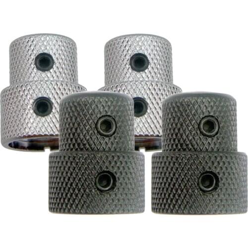 Tooyful Silver 2 Pieces Double Layer Volume Tone Cylinder Control Knobs Caps Buttons for Electric Guitar Bass Replacement Parts