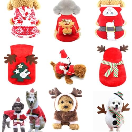 Pet Supplies Puppy Dog Christmas Costume Winter New Beautiful Santa Claus Cute Jacket Sweater Long Sleeve T-shirt with Hood