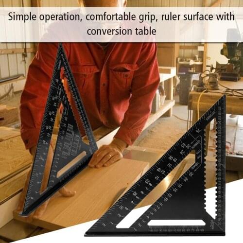 Aluminum Alloy Triangle Ruler 90/45 Degree Set Square 12in Metric Woodwork Tool