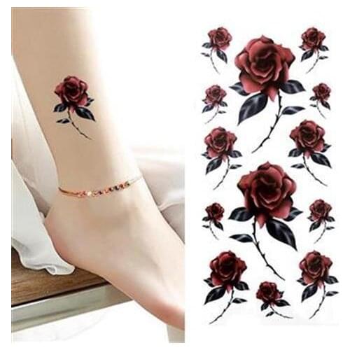 Waterproof Temporary Tattoo Sticker Flower Rose Flash Butterfly Feather Body Art Arm Fashion Fake Sleeve leg Women Tattoos