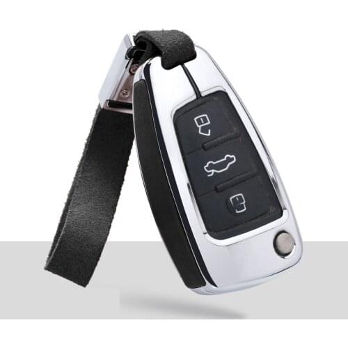 High Quality Car Sued Leather Key Ring Case Holder Cover For Audi A3 8L 8P A4 B6 B7 B8 A6 C5 C6 4F RS3 Q3 Q7 TT