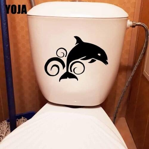 YOJA 23.4X16.8CM Dolphin Porpoise Water Fishing Toilet Decal Kids Room Decoration Wall Decal T5-0302