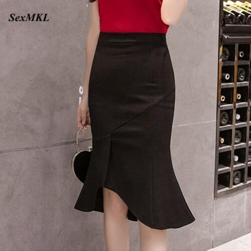 SEXMKL Plus Size Sexy Black Skirt Women 2020 Korean Summer High Waist Bodycon Skirts Sexy Office Lady Pencil Skirt Jupe Femme