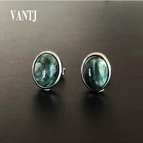 Elegant Natural Seraphinite Earring Sterling 925 Silver for Women Russian Charoite Anniversary Party Fine Jewelry Gift