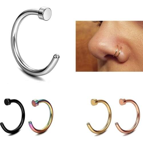 1PC 2021 18G & 20G G23 Titanium Nose Hoop Septum Piercing Cartilage Helix Earrings Tragus Ring Nose Ring Body Jewelry