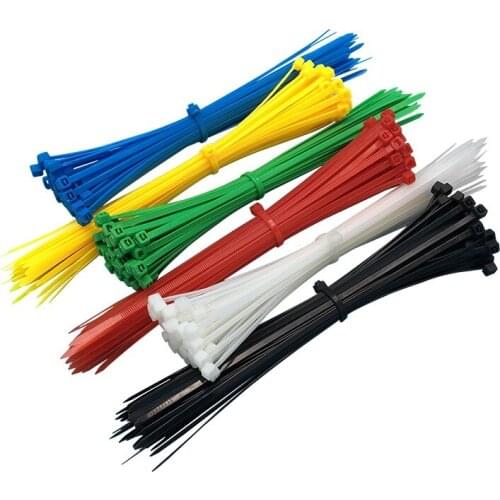 100PCS/lot nylon cable ties 4×200×2.5/3.6mm self-locking cable ties belts plastic color buckle ties