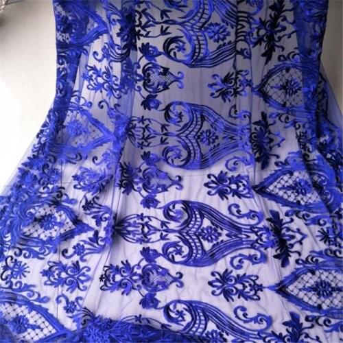 1meterX140cm Sapphire Good Quality Free Shipping Gorgeous Embroidery Net Polyester Venise Lace Trim Lace Fabric Mesh LBL0003