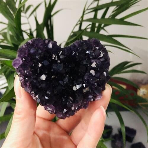 5-8cm Natural Heart Shape Uruguay Amethyst Cluster Quartz Crystal Healing Specimen