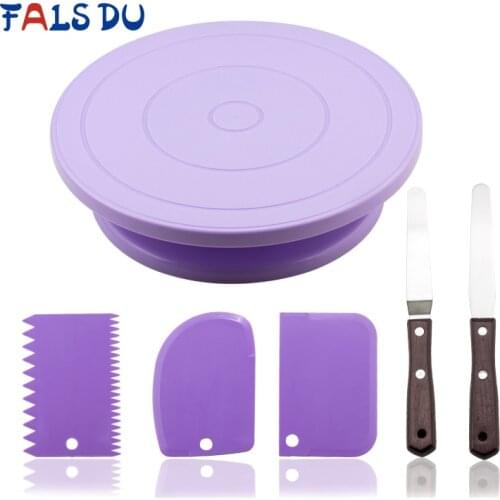 6Pcs/Set Plastic Cake Turntable Rotating Cake Plastic Dough Pastry Decorating Cream Stand Rotary Table DIY Pan Baking Tool