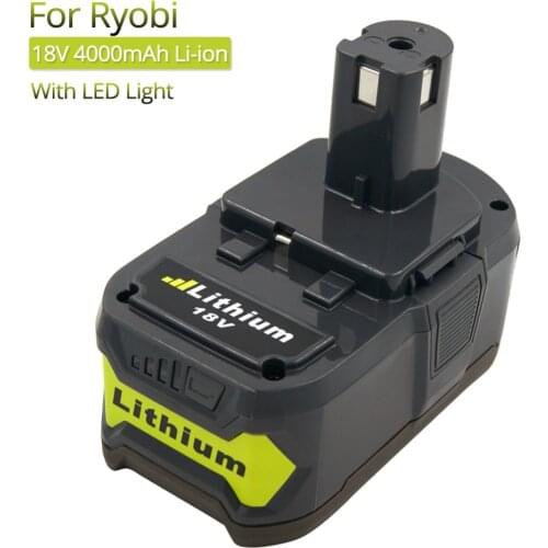 Cordless Drill Rechargeable Battery 4Ah Li-ion for Ryobi 18V Power Tools Replacement Battery RB18L40 RB18L50 P105 P107 P108 P100