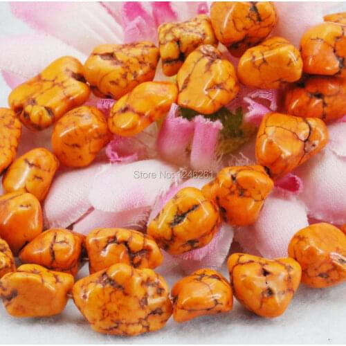 10-14mm Accessories Orange Irregular Turkey Stone Loose Beads Stone DIY Howlite Fittings 15inch Jewelry Making Design Gems Gifts