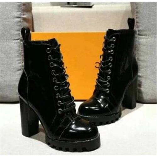 Black Patent Leather Boots New Mujer Boots Bottom Female Shoes Casual Shoes Zapatos Mujer Fashion Female Shoes New Women Shoes