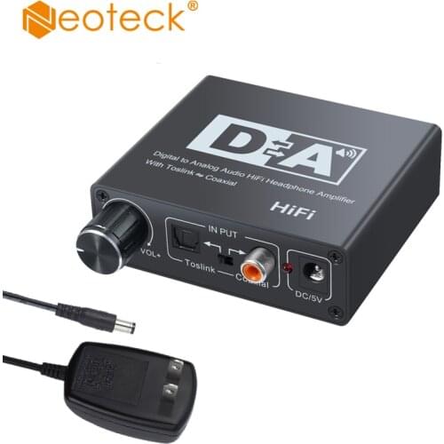 Neoteck 192KHz DAC With Volume Digital to Analog audio Converter Optical Toslink to Coaxial Bi-directional Swtich With US Power