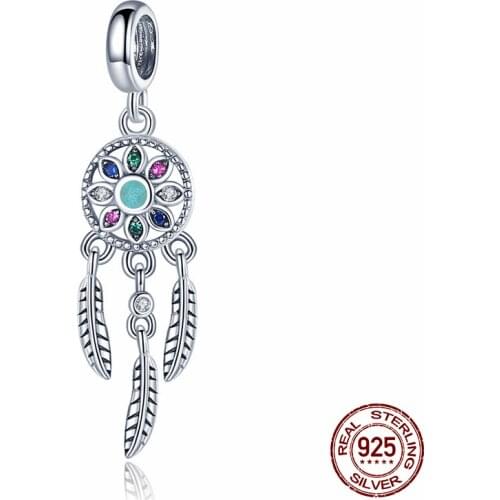 925 Sterling Silver Dream Catcher Pendant Charm Bead Fit Original 3mm Bracelets & Bangles Jewelry Making CMC961