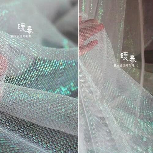 Hollow-out Mesh Tulle Fabric Fluorescent Green DIY Patchwork Veil Party Background Decor Skirt Wedding Dress Designer Fabric
