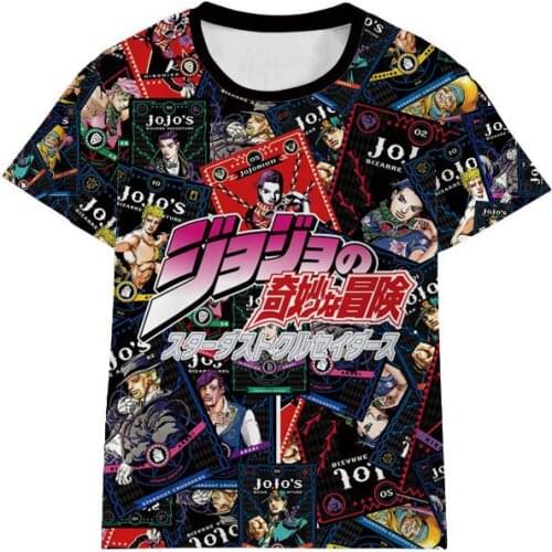 JoJos Bizarre Adventure Cosplay T Shirt Cartoon Kujo Jotaro Jonathan Joestar Printed Summer T-Shirt Anime Top Tee Costume