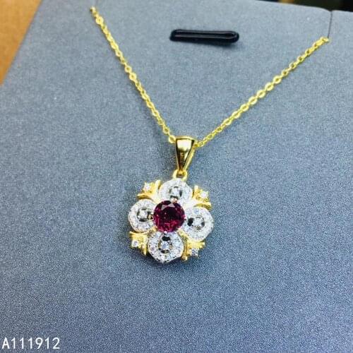 KJJEAXCMY fine jewelry natural garnet 925 sterling silver women pendant necklace chain support test exquisite