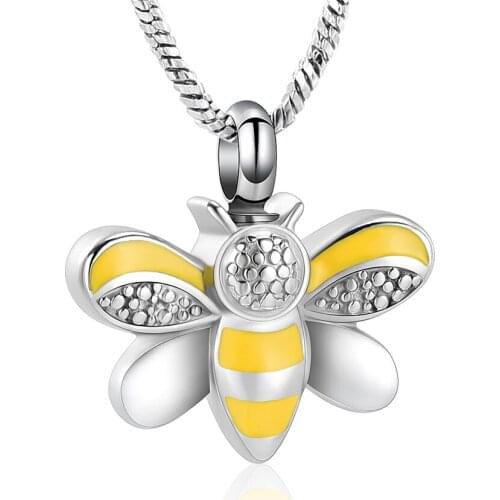 Cremation Jewelry Honeybee Urn Necklace for Ashes for Women Stainless Steel Memorial Urn Locket for Ashes Jewelry
