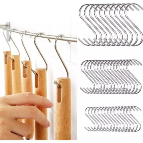 10pcs Stainless Steel S Hook Kitchen Bedroom Organizer Multi-function Railing S Hanger Hook Clasp Holder Hooks Hanging Tools