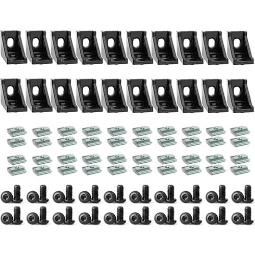 2020 Series Aluminum Profile Connector Set, 20pcs Corner Bracket, 40pcs T Nuts and Hex Screw Bolt for Slot 6mm Aluminum Profil
