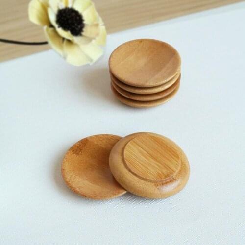 Natural bamboo small round dishes Rural amorous feelings wooden sauce and vinegar plates Tableware plates tray LX5072