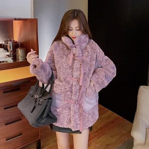 Faux Fur Coat New Patchwork Faux Lamb Fur Jacket Warm Thick Fashion Loose Ladies Coat Winter Jacket Women Teddy Jacket