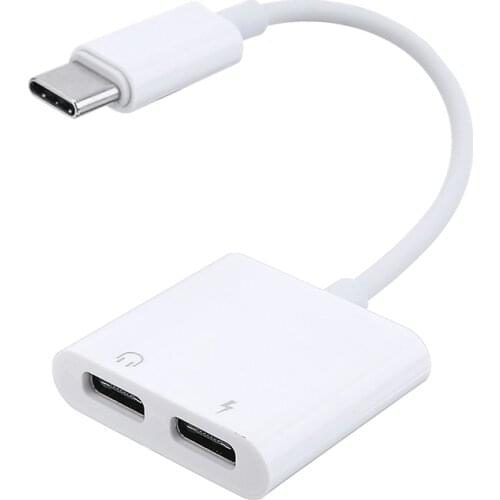 Portable 2 in 1 USB Charger Headphone Audio Splitter Adapter 3A QC/PD Charging Connector for Android Mobile Phone Accessories