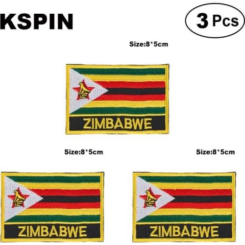 Zimbabwe Rectangular Shape Flag patches embroidered flag patches national flag patches for clothing DIY Decoration