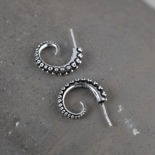 Retro Octopus Tentacles Tentacles Stud Earrings Silver Plated Stud Earrings Personalized Womens Hip Hop Punk Party Jewelry