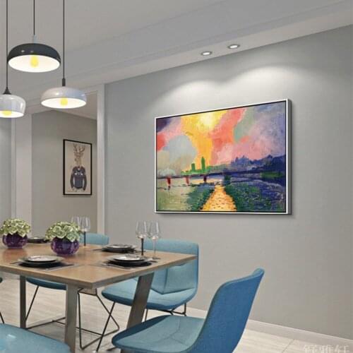 Hand Painted Abstract Colors Oil Painting On Canvas Picture Sunrise Landscape Wall Art Painting Handmade Modern Art Painting