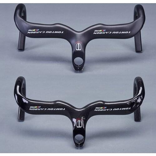TOMTOU Bicycle Handlebar Road Bent Bar Carbon Fiber Bike Integrated Handlebar With Stem Fork Diameter 28.6mm Width 400/420/440mm