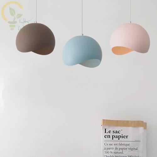 Modern Simple Design Restaurant Pendant Lamp Originality Study Living Room Iron Pendant Lights 8 Color LED Hanging Lamp