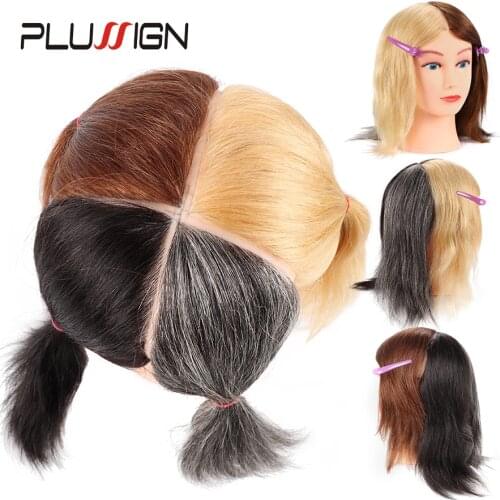 Human Hairdresser Training Head Special For Practice Dye Hair 4 Different Color On One Head American White Skin Female Doll Head