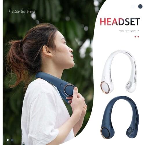 Neckband Fans Portable Mini To Leafless Fan Outdoor Sport Usb Rechargeable 4000mah Fan Three-speed 360° Surround Summer Fan#g3