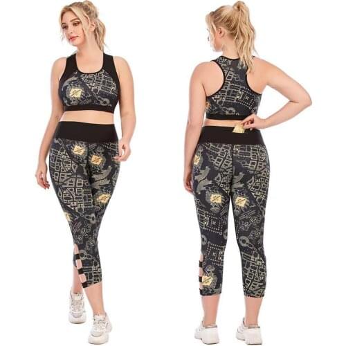 HECATAL Gym Clothing Yoga Set Tracksuit for Women Bras Padded Leggings Sets 2 Pieces Sports Suits Female