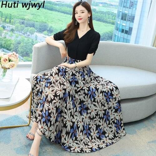 Spring Summer Floral Chiffon Casual Boho Midi Dresses 2021 Elegant Fashion Women Beach Sundress Sexy Bodycon Party Maxi Vestidos