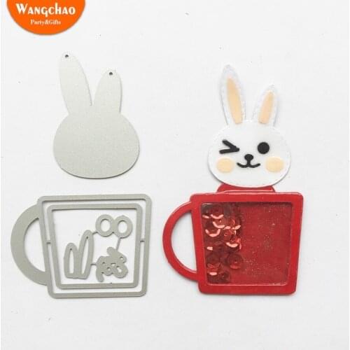 1 Set Lovely Rabbit on the Cup Happy Easter Metal Cutting Dies Stencil for DIY Scrapbooking Paper/photo Card Embossing Dies