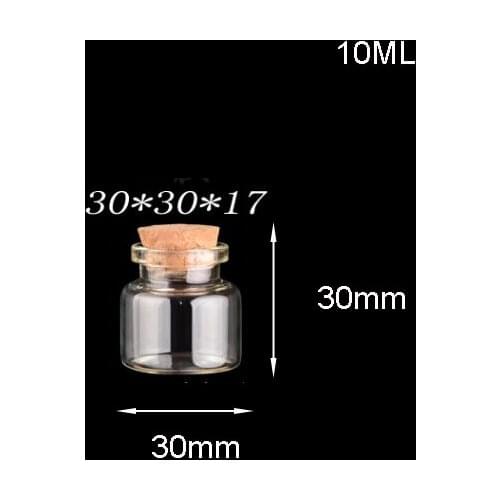 100pcs/lot 30*30*17mm handmade empty transparent test sample glass bottle jars with wooden cork stopper vial pendants Xmas Gift