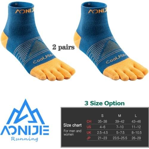 AONIJIE 2 Pairs Toe Barefoo Socks Mini Crew Five Fingers Ultra Cycling Running Soccer Basketball Sports Yoga Men Women Marathon