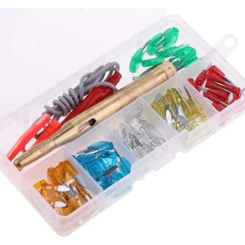 60 PIECES 5A-30A BLADE STYLE ATM MINI FUSE HOLDER WITH CIRCUIT TESTER PEN